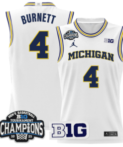 Alternative view of Nimari Burnett Jersey #4 Michigan Wolverines 2025 Big Ten Champions Basketball All Stitched