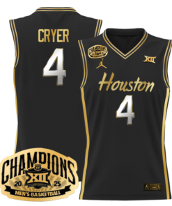 LJ Cryer Jersey #4 Houston Cougar 2025 Big 12 Champions Basketball All Stitched