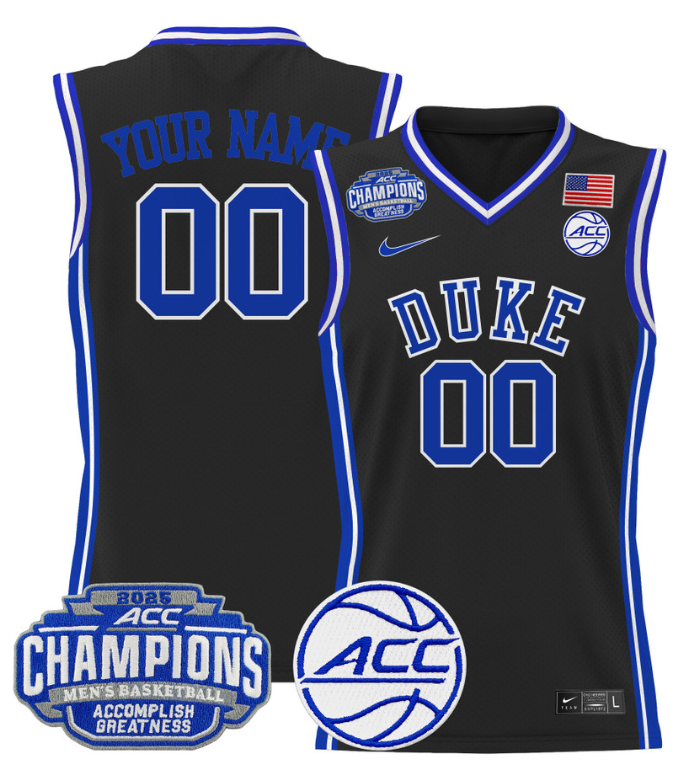 Custom Duke Blue Devils Jersey 2025 ACC Champions Basketball All Stitched 10 Custom Duke Blue Devils Jersey 2025 ACC Champions Basketball All Stitched