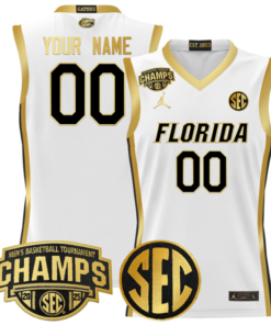 Men Custom Florida Gators Jersey 2025 SEC Champions Stitched White Gold