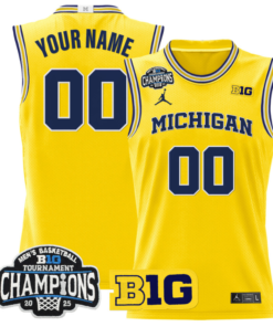 Custom Michigan Wolverines Jersey 2025 Big Ten Champions Stitched Basketball All Stitched