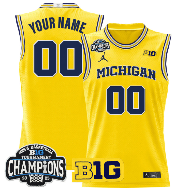Custom Michigan Wolverines Jersey 2025 Big Ten Champions Stitched Basketball All Stitched 10 Custom Michigan Wolverines Jersey 2025 Big Ten Champions Stitched Basketball All Stitched