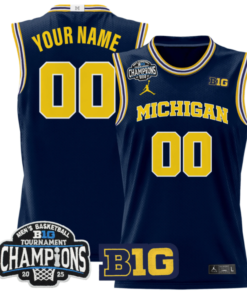 Men Custom Michigan Wolverines Jersey 2025 Big Ten Champions Stitched Navy