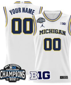 Alternative view of Custom Michigan Wolverines Jersey 2025 Big Ten Champions Stitched Basketball All Stitched
