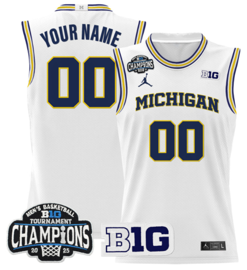 Custom Michigan Wolverines Jersey 2025 Big Ten Champions Stitched Basketball All Stitched - Image 2