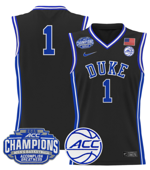 Team Jersey #1 Duke Blue Devils 2025 ACC Champions Basketball All Stitched