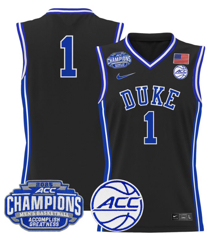 Team Jersey #1 Duke Blue Devils 2025 ACC Champions Basketball All Stitched 10 Team Jersey #1 Duke Blue Devils 2025 ACC Champions Basketball All Stitched