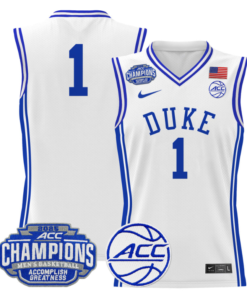Men Team Jersey 1 Duke Blue Devils 2025 ACC Champions Stitched White