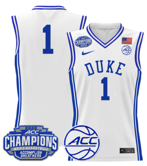 Team Jersey #1 Duke Blue Devils 2025 ACC Champions Basketball All Stitched - Image 2