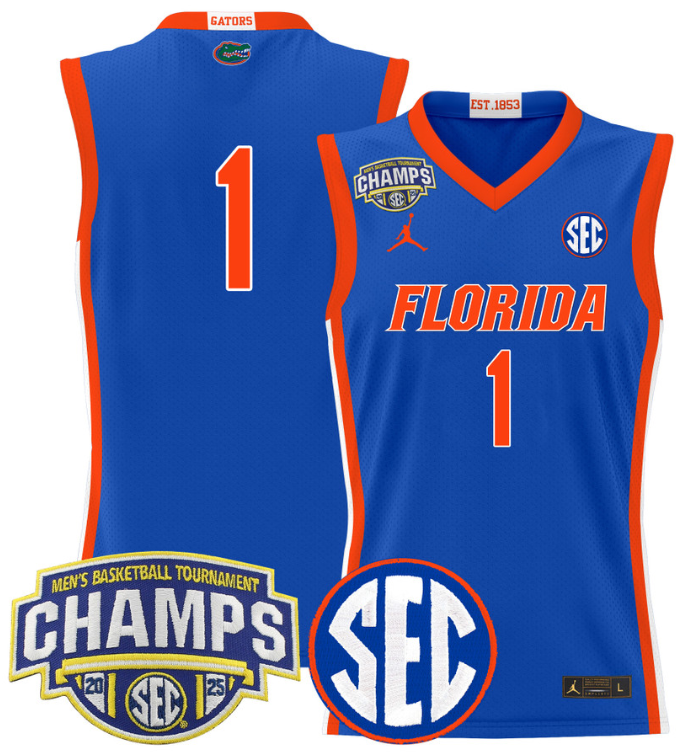Team Jersey #1 Florida Gators 2025 SEC Champions Stitched Basketball 4 Team Jersey #1 Florida Gators 2025 SEC Champions Stitched Basketball - Image 4