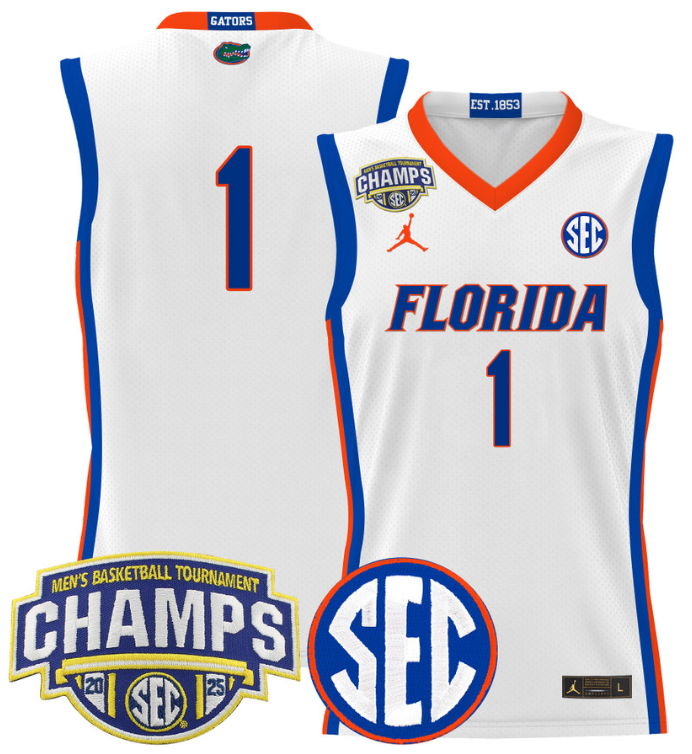 Team Jersey #1 Florida Gators 2025 SEC Champions Stitched Basketball 2 Team Jersey #1 Florida Gators 2025 SEC Champions Stitched Basketball - Image 2