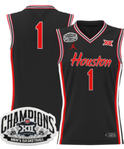 Men Team Jersey 1 Houston Cougar 2025 Big 12 Champions Stitched Black