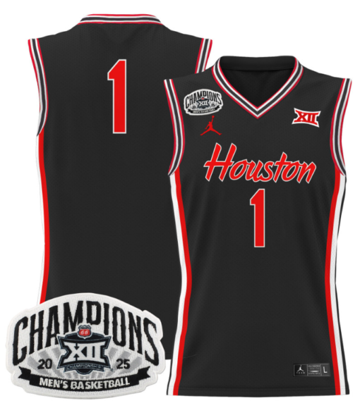 Team Jersey #1 Houston Cougar 2025 Big 12 Champions Stitched Basketball All Stitched - Image 6
