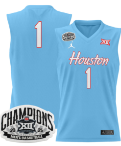 Men Team Jersey 1 Houston Cougar 2025 Big 12 Champions Stitched Blue