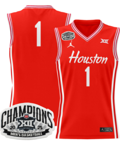 Men Team Jersey 1 Houston Cougar 2025 Big 12 Champions Stitched Red