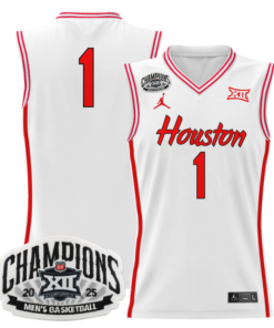 Alternative view of Team Jersey #1 Houston Cougar 2025 Big 12 Champions Stitched Basketball All Stitched