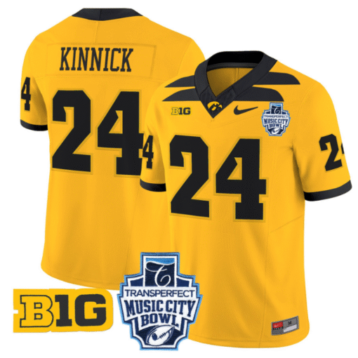 Nile Kinnick Jersey #24 Iowa Hawkeyes 2024 Music City Bowl Patch All Stitched Football - Image 3