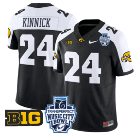 Nile Kinnick Jersey #24 Iowa Hawkeyes 2024 Music City Bowl Patch All Stitched Football 14 Nile Kinnick Jersey #24 Iowa Hawkeyes 2024 Music City Bowl Patch All Stitched Football