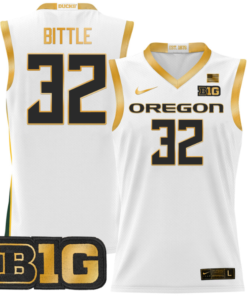 Nate Bittle Jersey 32 Oregon Ducks 2024 Lightweight Basketball White Gold