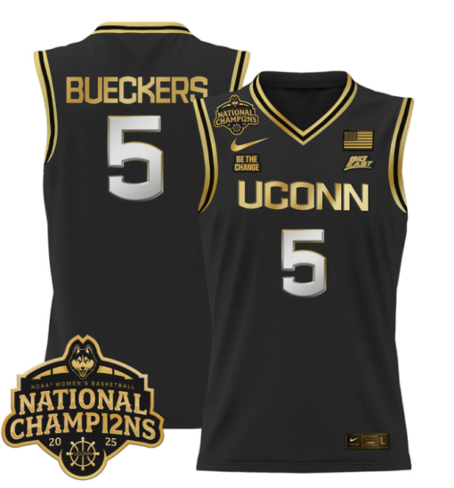 Paige Bueckers Jersey #5 UConn Huskies 2025 National Champions Patch Stitched Basketball