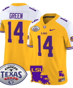 TreyDez Green Jersey #14 LSU Tigers 2024 Texas Bowl Stitched Football