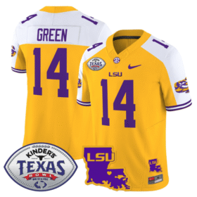 TreyDez Green Jersey #14 LSU Tigers 2024 Texas Bowl Stitched Football