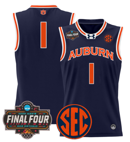 Team Jersey #1 Auburn Tigers 2025 Final Four Patch Stitched Basketball - Image 4