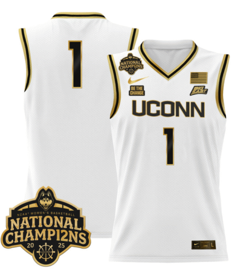 Team Jersey #1 UConn Huskies 2025 National Champions Patch Stitched Basketball - Image 2