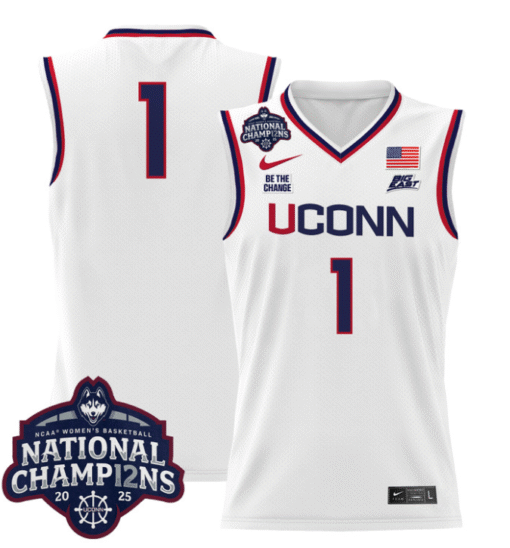 Team Jersey #1 UConn Huskies 2025 National Champions Patch Stitched Basketball - Image 4