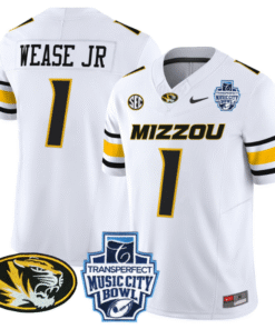 Alternative view of Theo Wease Jr Jersey #1 Missouri Tigers 2024 Music City Bowl Stitched Football