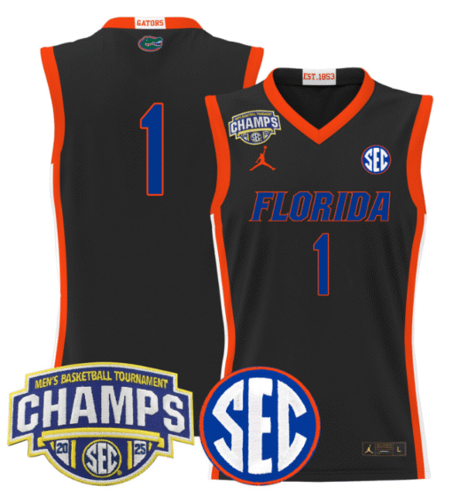 Team Jersey #1 Florida Gators 2025 Tournament Champions Patch Basketball Stitched - Image 5
