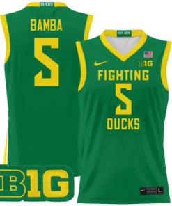 TJ Bamba Jersey 5 Oregon Ducks 2024 Lightweight Basketball Green