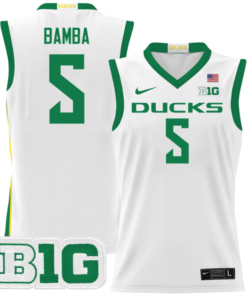 TJ Bamba Jersey 5 Oregon Ducks 2024 Lightweight Basketball White