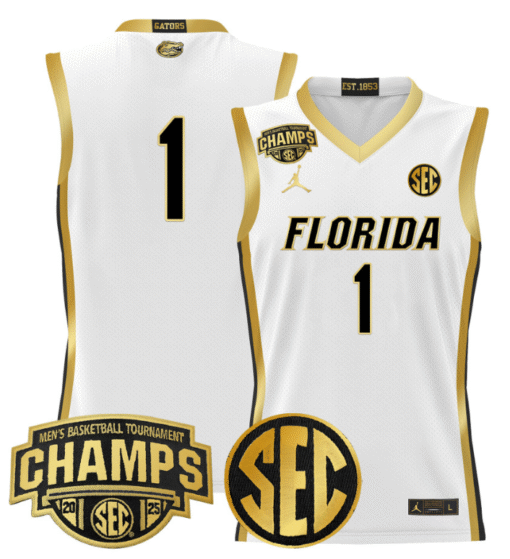 Team Jersey #1 Florida Gators 2025 Tournament Champions Patch Basketball Stitched - Image 3