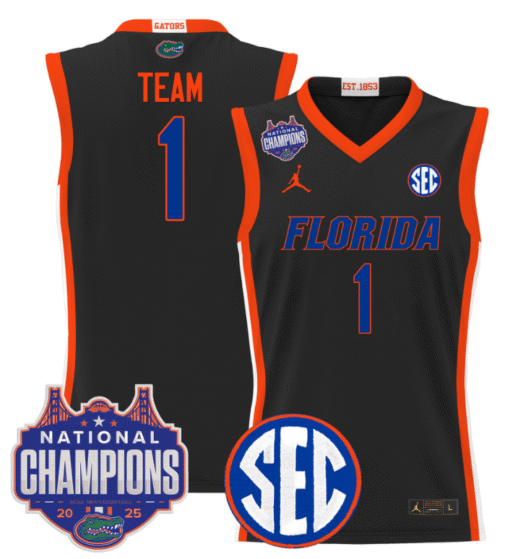 Team Jersey #1 Florida Gators 2025 National Champions Patch Basketball Stitched - Image 3