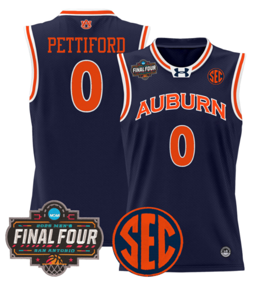 Tahaad Pettiford Jersey #0 Auburn Tigers 2025 Final Four Patch Stitched Basketball - Image 5