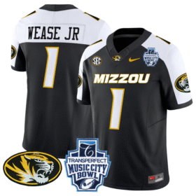 Theo Wease Jr Jersey #1 Missouri Tigers 2024 Music City Bowl Stitched Football