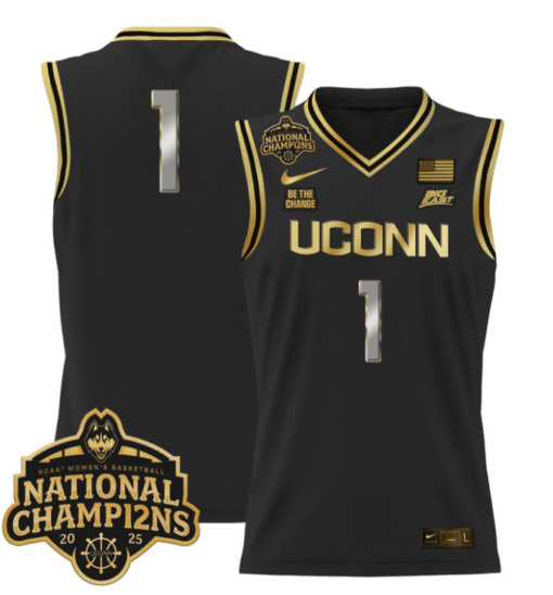 Team Jersey #1 UConn Huskies 2025 National Champions Patch Stitched Basketball