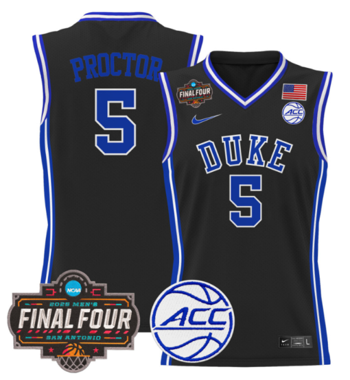 Tyrese Proctor Jersey #5 Duke Blue Devils 2025 Final Four Patch Basketball All Stitched