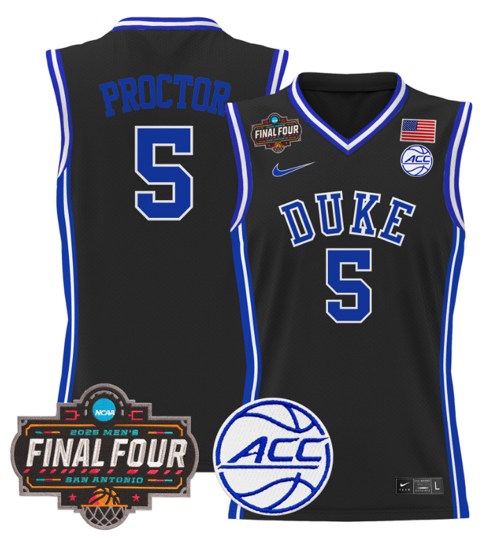 Tyrese Proctor Jersey #5 Duke Blue Devils 2025 Final Four Patch Basketball All Stitched 10 Tyrese Proctor Jersey #5 Duke Blue Devils 2025 Final Four Patch Basketball All Stitched