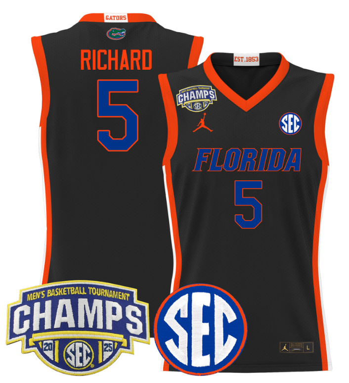 Will Richard Jersey #5 Florida Gators 2025 Tournament Champions Patch Basketball Stitched 5 Will Richard Jersey #5 Florida Gators 2025 Tournament Champions Patch Basketball Stitched - Image 5