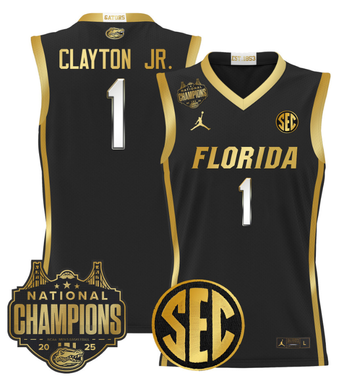 Walter Clayton Jr Jersey #1 Florida Gators 2025 National Champions Basketball Stitched 6 Walter Clayton Jr Jersey #1 Florida Gators 2025 National Champions Basketball Stitched