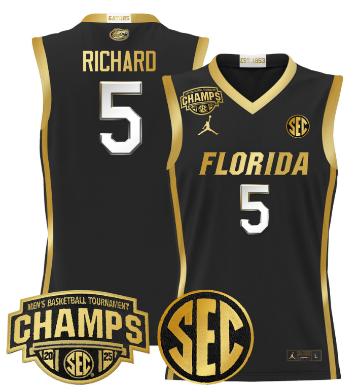 Will Richard Jersey #5 Florida Gators 2025 Tournament Champions Patch Basketball Stitched 14 Will Richard Jersey #5 Florida Gators 2025 Tournament Champions Patch Basketball Stitched