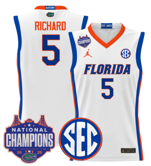 Will Richard Jersey #5 Florida Gators 2025 National Champions Patch Basketball Stitched - Image 3