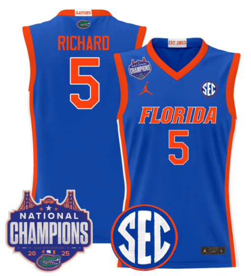 Will Richard Jersey #5 Florida Gators 2025 National Champions Patch Basketball Stitched - Image 5