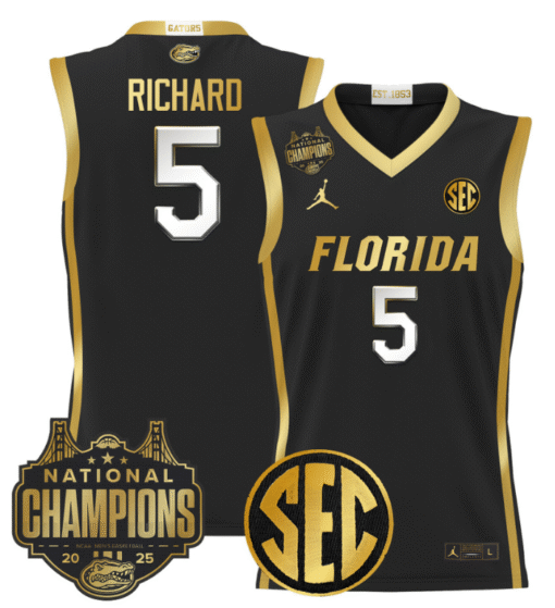 Will Richard Jersey #5 Florida Gators 2025 National Champions Patch Basketball Stitched