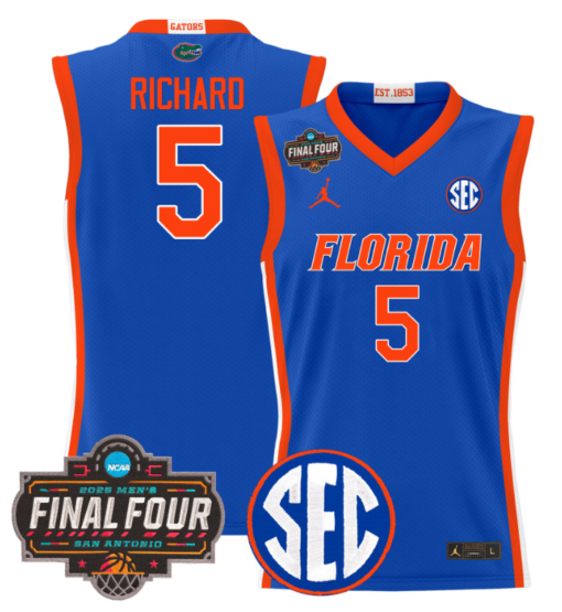 Will Richard Jersey #5 Florida Gators 2025 Final Four Patch Basketball Stitched - Image 4