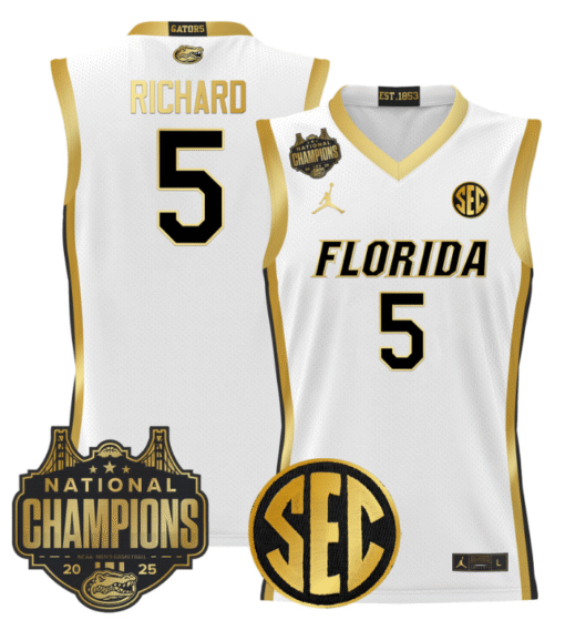 Will Richard Jersey #5 Florida Gators 2025 National Champions Patch Basketball Stitched - Image 4