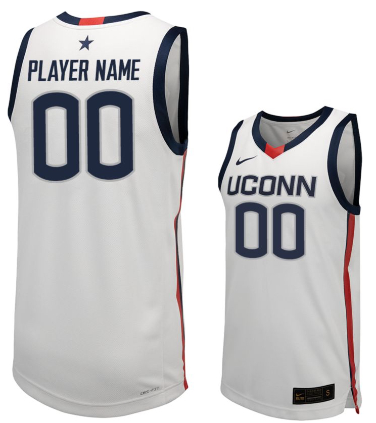 Custom UConn Huskies Basketball White Jersey 1 Custom UConn Huskies Basketball White Jersey