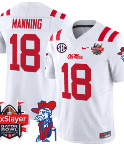 Alternative view of Archie Manning Jersey #18 Ole Miss Rebels 2025 Gator Bowl Patch Stitched Football